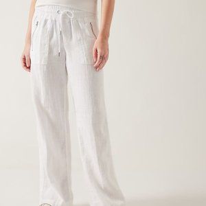 ATHLETA Cabo Calla Lily textured linen breathable wide leg pull-on summer pants